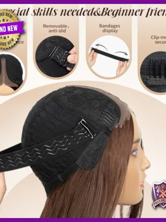 26 Inch Glueless Lace Front Wig with Human Hair Blend 200 Density
